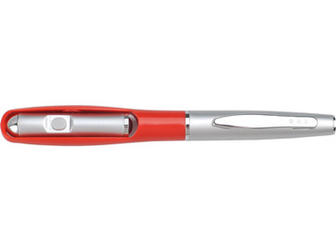 Ручка шариковая с фонариком и магнитом красная. Фонарик можно перевернуть и использовать в качестве подветки при включении