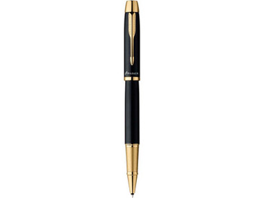 Ручка роллер Parker модель IM Metal черная с золотом в футляре