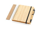 Канцелярский набор из бамбука: записная книжка на 70 листов, ручка шариковая, линейка