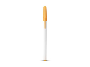 Ручка шариковая с колпачком, белый/оранжевый, черные чернила