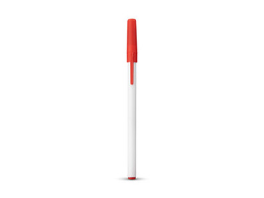 Ручка шариковая с колпачком, белый/красный, черные чернила