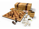 Набор из 7 игр в коробке из дерева: домино, шахматы, шашки, игральные карты, игральные кости, нарды, солитер