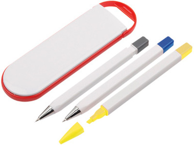 Набор «Квартет»: ручка шариковая, карандаш и маркер в футляре
