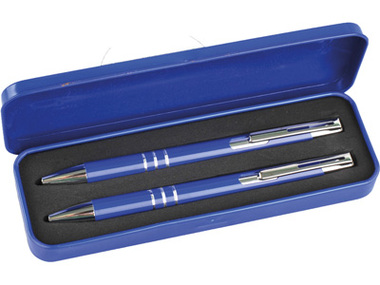 Набор «Цитата»: ручка шариковая, карандаш в футляре синий