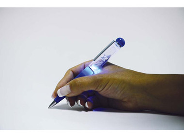 Ручка шариковая «Сфинкс» с песочными часами на 1 мин. и подсветкой в цвет корпуса синяя