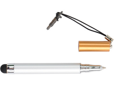 Ручка-подвеска на мобильный телефон со стилусом для емкостного экрана серебристая/золотистая