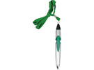 Ручка шариковая на шнуре серебристая/зеленая