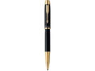 Ручка роллер Parker модель IM Metal черная с золотом в футляре