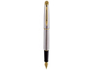 Ручка перьевая Waterman модель Hemisphere серебристая с золотом в футляре