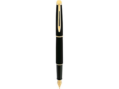 Ручка перьевая Waterman модель Hemisphere черная с золотом в футляре