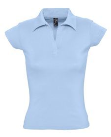 Рубашка поло женская без пуговиц PRETTY 220 голубая, размер S–L