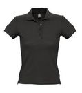 Рубашка поло женская PEOPLE 210 черная, размер S–XL