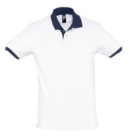 Рубашка поло Prince 190 белая с темно-синим , размер S–XXL