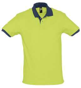 Рубашка поло Prince 190 зеленое яблоко с темно-синим, размер S–XXL