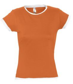 Футболка женская MOOREA 170 оранжевая с белой отделкой, размер S–L