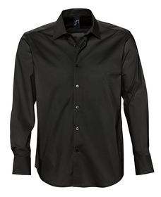 Рубашка мужская с длинным рукавом BRIGHTON черная, размер M–XXL